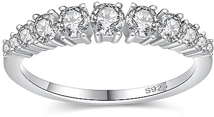 Yaresul 1Karat Moissanite-Diamant Ring Silber 925 Damen Halb-Ewigkeit Ring Eheringe für Frauen, D Farbe VVS1, Rundschliff, Schmaler Vorsteckring Ring Größe 54.4(17.3)