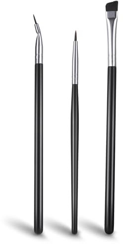 3 Stück Eyeliner Pinsel Set Feiner Punkt Eyeliner Pinsel Professioneller Abgewinkelter Eyeliner Pinsel Augenbrauenpinsel Detaillierter Eyeliner Make-up Pinsel für Anfänger Augen Make-up Werkzeuge