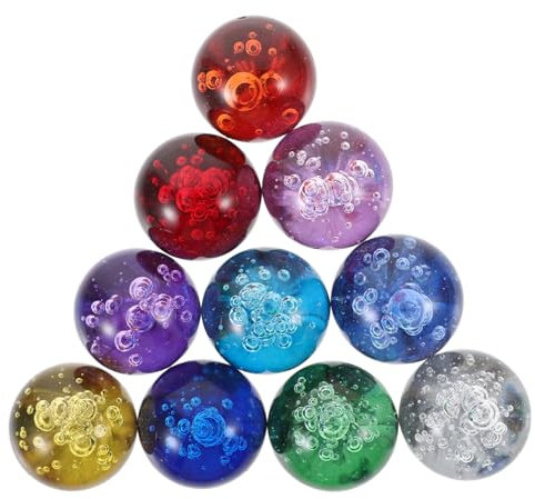 GLEAVI 10 Stück Kristall Schubladenknöpfe Bunte Blasen Kugel Möbelgriffe Einlochgriff Zinklegierung Kristallglas Für Schranktür Kommode Küchenschrank