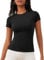 IECCP Damen Tshirt Gym Enge Sport Oberteile Laufshirt Kurzarm Yoga Tops Frauen Sportshirt Jogging Shirt Schwarz L