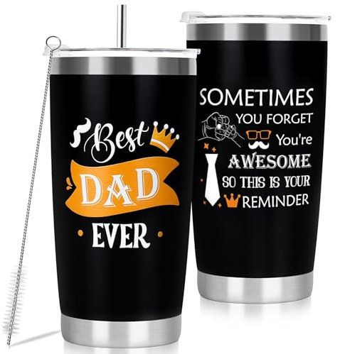 MestectPET Dad Birthday Gifts, Travel Mug Gifts from Daughter Son, Coffee Cup for Father's Day Birthday Christmas, Insulated Coffee Cup & Wine Tumbler 600ml