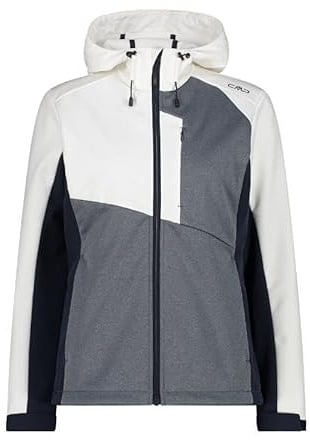 CMP Damen Kapuzenjacke Softshelljacke grau weiß schwarz grau