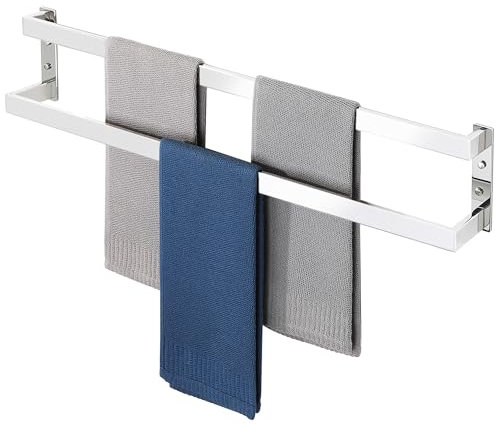Alise Doppelter Handtuchhalter, 81,3 cm, SUS304 Edelstahl-Handtuchhalter für Badezimmer, Wandmontage, platzsparender Badezimmer-Handtuchhalter, langer Handtuchaufhänger, poliertes Chrom