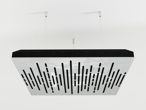 4er-Pack – Abgehängtes Decken-Akustikpaneel (Wolken-Design) mit Befestigungsset | 50x50x5cm | Schallabsorption und Diffusion | Akustikbehandlung | Farbe: [WAVE | Weiß glänzender Kunststoff]