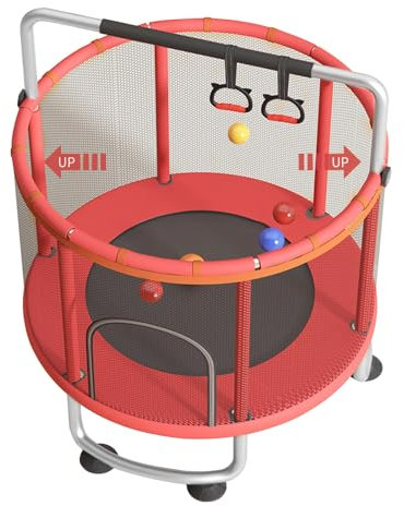 Trampoline pour enfants, trampoline réglable pour bébé et tout-petit avec cerceau de basket-ball, balançoire, sac de sable, balles océaniques, trampoline intérieur et extérieur pour tout-petits de 440