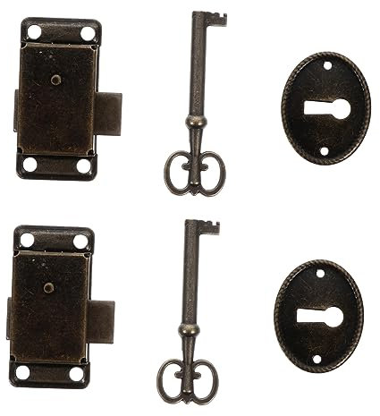 WOONEKY 2stücke Antikes Möbel Schloss Vintage Aufschraubschloss Für Schränke Und Boxen Dekoratives Design Langlebiges Material Für -projekte Und Möbelverzierungen