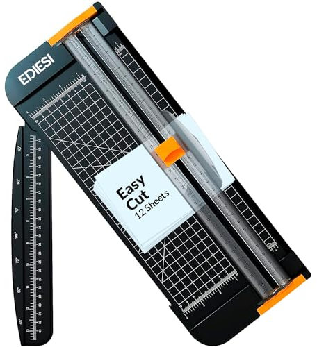 Ediesi, Papierschneider, A4, Schere, Cutter, höchste Präzision, automatische Arretierung, mit Verlängerungslineal, für Papier, Fotos, Coupons und Etiketten (Schwarz)