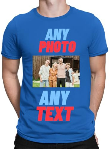 Personalised T-Shirt UK | Design Your Own | Any Photo, Any Text | Men & Kids | Personalised Workwear Mens Tshirt | Printed Stag do Hen Party Create Your Own Custom T Shirt Royal Blue L