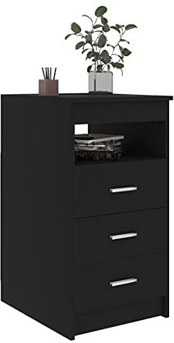 Freistehender Boden-Organizer mit 3 Schubladen und offenem Regal, Aktenschrank für Wohnzimmer, Arbeitszimmer, Küche, Zuhause, Büro, schwarz, bunte Aufbewahrungslösung mit modernem Design