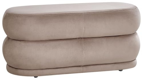 Bettbank Samt Taupe oval 90 cm gesteppt Sitzbank glamourös Ellendale
