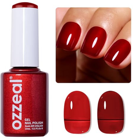 Ozzeal Jelly Gel Nail Polish, Burgundy Red Jelly Nail Polish Gel Translucent Fall Winter Nail Gel Polish Sheer Soak off UV LED for Nail Art DIY Manicure 0.5 Fl Oz