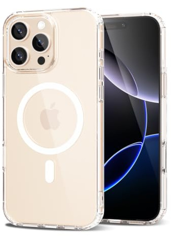 oakxco for iPhone 16 Pro Max Case Clear Magnetic Compatible with Magsafe, Thin Slim Transparent Non Yellowing, Hybird Soft Silicone Bumper & Hard Plastic Protective Cover for Women, Clear