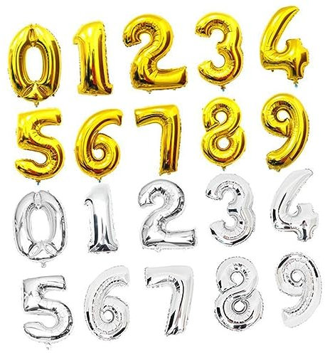 COLLBATH 10pcs Aluminum Foil Digital Number Balloons Party Supplies for Birthday Number Balloons for Party Decorations