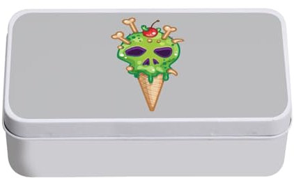 Fabulous Metall grau - Eis Zombie Halloween Illustration Zeichnung - 11 x 18,5 x 5,5 cm - Aufbewahrungsbox, Schlüssel, Werkzeug, Brotdose, Zucker, Kekse
