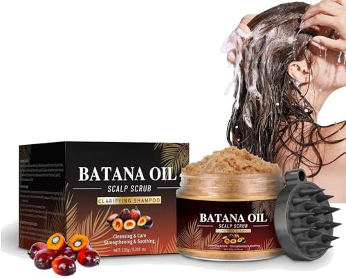 Batana Kopfhautpeeling für Haare, Arganöl, Kopfhautpeeling, Peeling zur Erfrischung von Schuppen und Aufbau, pflegende Kopfhaut, Haarpflege zur Reinigung fettiger Kopfhaut mit Kopfhautmassagegerät,