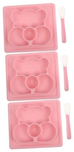 TOYANDONA 3 Pièces Assiette plate ventouse à compartiments sevrage assiettes non assiette compartiment bebe plateau repas compartiment assiette ventouse vaisselle plaque d'aspiration divisée