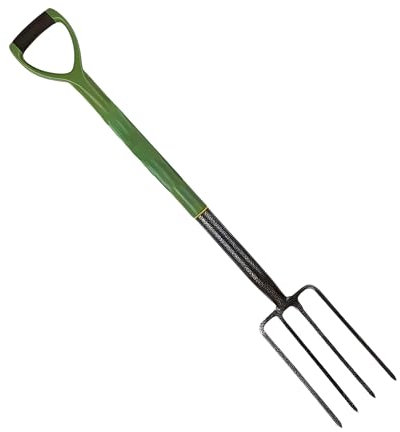 garden fork Heavy Duty Carbon Steel Digging Fork Garden Border Fork with 4 Tooth Handle Cultivating, Digging & Aerating Soil Rust-Resistant Manure Fork for Gardening Ergonomic Non-Slip Grip.