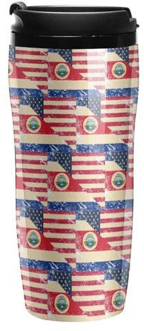 U.S. and Costa R-ICA Vintage Flag Coffee Cups Travel Mug with Lids Reusable Hot and Cold Drink Mugs Sets Casual for Coffee Lover Gifts 350ml