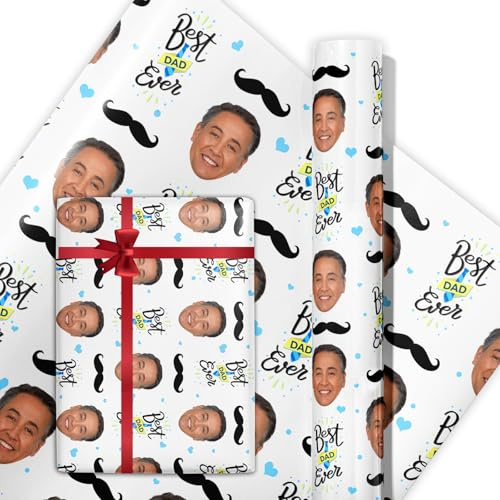 Geschenkverpackungspapier Personalisiertes Foto Geburtstag Lustige Benutzerdefinierte Gesicht Körper Geschenkverpackung Verpackungspapier Rolle 2 Rolls, 74x51cm
