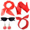 50er Jahre Accessoires Damen, 5 Stück 1950s Kostüm Damen Zubehör, mit Chiffon Schal, Katzen Auge Brille, Polka Dots Stirnband Ohrstecker,Handschuh, Bandana Krawatte,für Retro Accessoires,Karneval
