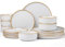 Joyfair Geschirrset 6 Personen, 18-tlg Steinzeug Tafelservice Set, Reaktive Glasur Geschirr Set mit Speiseteller, Dessertteller, Müslischalen, Mikrowellen- & Spülmaschinenfest, Sandiges Beige