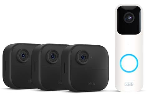 New Blink camera (Outdoor 4) + Blink doorbell (White) | Newest model | Wireless HD smart security camera, two-year battery life, enhanced motion detection, works with Alexa | 3-Camera System