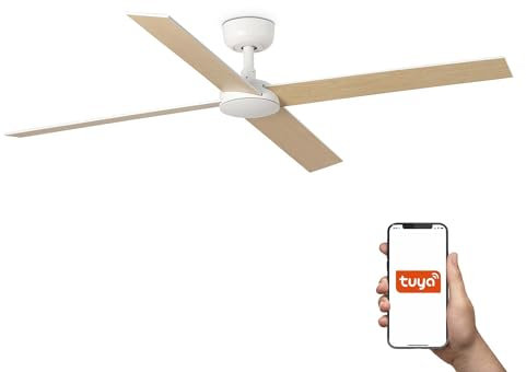 FARO Rudder Large 4 Blade Ceiling Fan Matt White Tuya Smart System