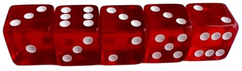 Xoeryoy Red Dice 5pcs 19mm 6-seitig Square Acrylwürfel tragbarer Ersatzprop für Brettspiel, Glücksspiel, Bar, Nachtclub