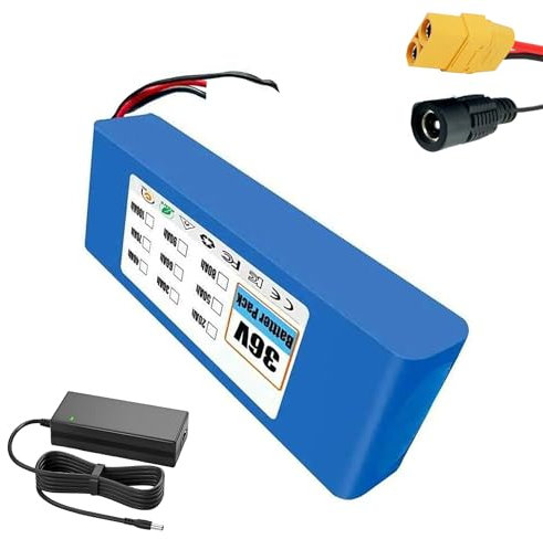 TGHY Batteria Bici elettrica 36V 4400mAh 5200mAh agli ioni di Litio Ricaricabile con caricabatteria per Accessori di Ricambio per Monopattino Elettrico 187,2 Watt e Inferiori,36v 4400mah,XT90+DC