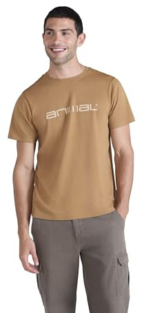 Animal Classico Mens Cotton T-Shirt - Stylish, Lightweight & Breathable Tee in Soft - for Spring Summer Beach, Holiday & Travel Tan XL