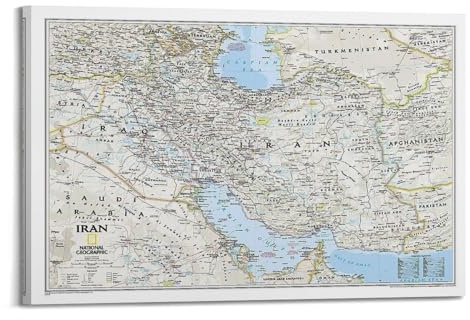 JIYAYCU Karten-Poster, Asien, Iran, klassische Karte, dekoratives Gemälde, Leinwand-Kunstbild, 30 x 45 cm