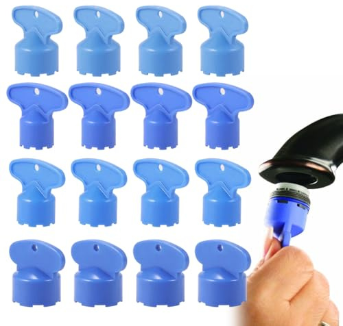 UZEYAX 16 Pcs Aireador Grifo, Llave Aireadora de Grifo, Llaves de Grifo Aireador, Llave Tuerca Grifo para Filtro de Grifo Incorporado, Aireador Oculto, M16.5/M18.5/M21.5/M21.5/M24 (Azul)