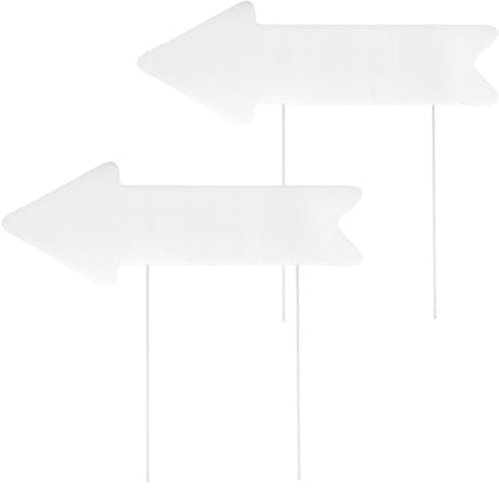 Sewroro Lot de 2 Panneaux Fléchés Vierges en Carton Ondulé avec Piquets pour Jardin et Pelouse Personnalisables Réutilisables Signalisation Extérieure pour Fêtes Parking et Événements