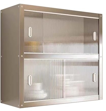 Hängeschrank Küche aus Edelstahl Mehrzweckschrank mit Acryl-Schiebetüren Wandhängende Metallschrank für Küche, Garage, Werkstatt, Restaurant, Waschküche(60 * 30 * 70cm/23.6 * 11.8 * 27.6in)
