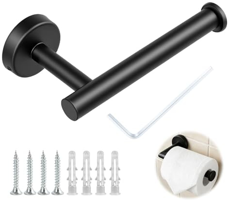 Matte Black Toilet Roll Holder Wall Mounted - Durable SUS 304 Stainless Steel, Waterproof and Rustproof Design, Anti-Rotate Suction Toilet Roll Holder for Bathroom Use