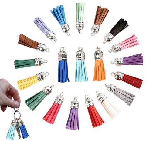 UYVPAER 20 Stück Quasten, 38Mm Leder Quaste Schlüsselanhänger Mini Quaste Diy Leder Dekorationen Troddel Anhänger Für Taschen Armband