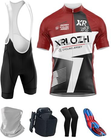 XRLQZH Abbigliamento ciclismo uomo salopette completo Ciclismo Uomo Maglia Maniche Corte Squadra Professionale manica corta abbigliamento bici pantaloncini con bretelle set gel pad