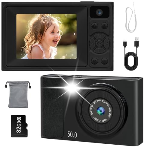 Digitalkamera 1080P 48MP Fotokamera Kamera für Kinder Jugendliche, 2,4 Tragbare Kompaktkamera mit 32GB SD-Karte, Geschenk für Studenten Anfänger Jungen Mädchen