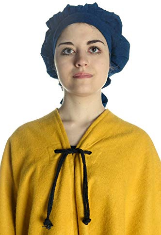 HEMAD Damen Mittelalter Haube Baumwolle blau