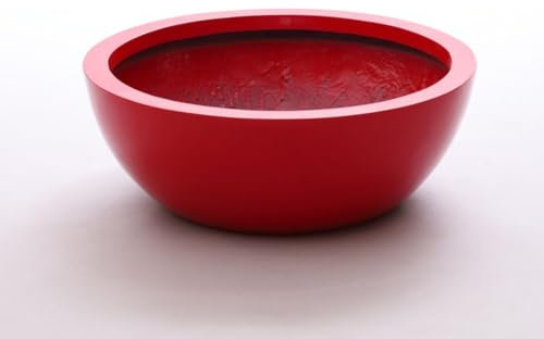 Elegant Einrichten Pflanzschale Fiberglas rund D46xH16cm Hochglanz rot