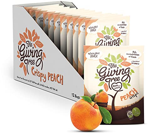 The Giving Tree Freeze Dried Fruit Crisps - Vegan, Gluten Free Nutritional Crisps (Peach, 38g (Pack of 12))