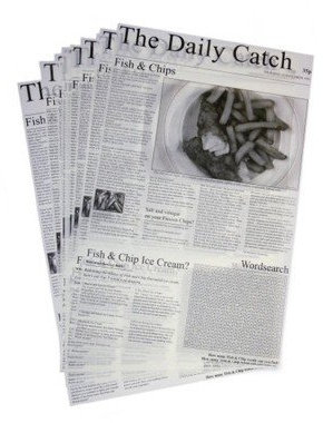 Greaseproof Newspaper Print Paper Fish & Chip Food Wrap - 270mm x 203mm (20)