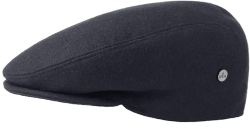 LIERYS Boston Teflon Flatcap Klassische Schirmmütze Wollgemisch Made in Italy Damen Herren Herbst Winter Einteilige Mütze blau 58 cm