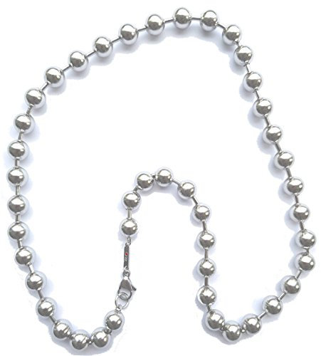 MARSOXX extrem dicke Kugelkette 60cm Surferkette, Edelstahl, silberne Perlenkette, Dog Tag Kette als perfekter Herren-Schmuck für Jungs, gestandene Männer und Fetisch - Biker, Gay, Leder, Gothik