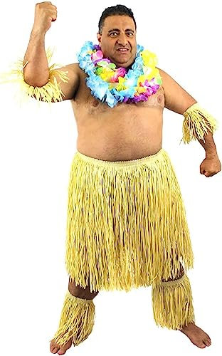 I LOVE FANCY DRESS DISFRAZ DE ZULU PARA HOMBRES CONJUNTO TEMATICO HAVAIANO DE 5 PIEZAS (XL)