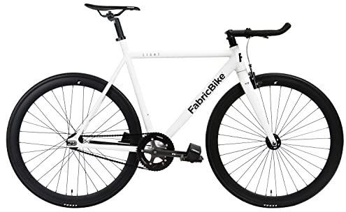 FabricBike Light - Fixed Gear Fahrrad, Single Speed Fixie Starre Nabe, Aluminium Rahmen und Gabel, Räder 28, 4 Farben, 3 Größen, 9.45 kg (Größe M) (L-58cm, Light Pearl White)