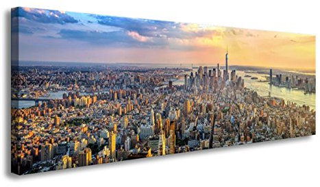 Visario 120 x 40 cm Bild auf Leinwand New York Panorama Skyline 5735-SCT deutsche Marke und Lager - Die Bilder/das Wandbild/der Kunstdruck ist fertig gerahmt
