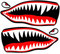 SkinoEu® 2 Stück Vinyl Aufkleber Autoaufkleber Rot Haifischmaul Zähne Haifisch Shark Teeth Fischen Meerestier Fischerboot Stickers Spiegel Auto Moto Motorrad Fahrrad Helm Fenster Tür Tuning B 64