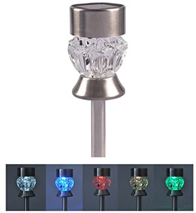 BURI Solar-Gartenstecker Diamant mit Farbwechsler Solarlampe Solarleuchte Gartenlampe