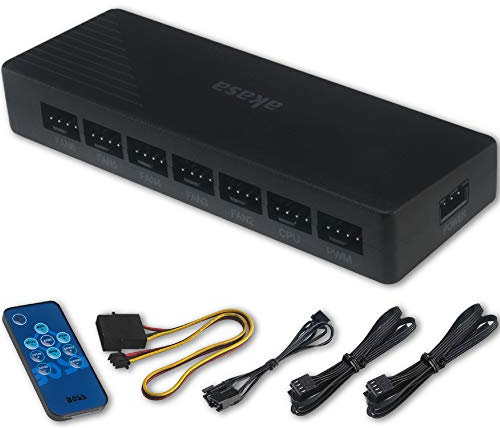Akasa Vegas Addressable RGB LED Controller | 3-pin VDG | 6 PWM Fans Splitter | Control 4 ARGB LED devices | Quiet Operation | Remote Controller | AK-MX246
